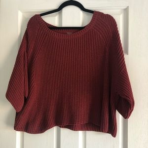 Free people red short sleeve sweater